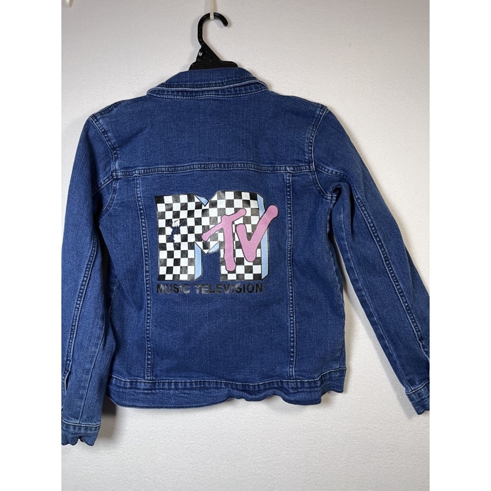 MTV Denim Jacket Girls XL 14/16 Dark Blue Wash Vintage Style - Picture 4 of 6